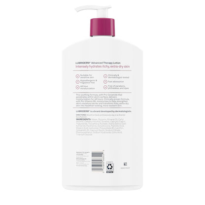 Lubriderm Advanced Therapy Fragrance-Free Moisturizing Hand & Body Lotion + Pro-Ceramide, Intense Hydration for Itchy - Maple Wellness Supplements