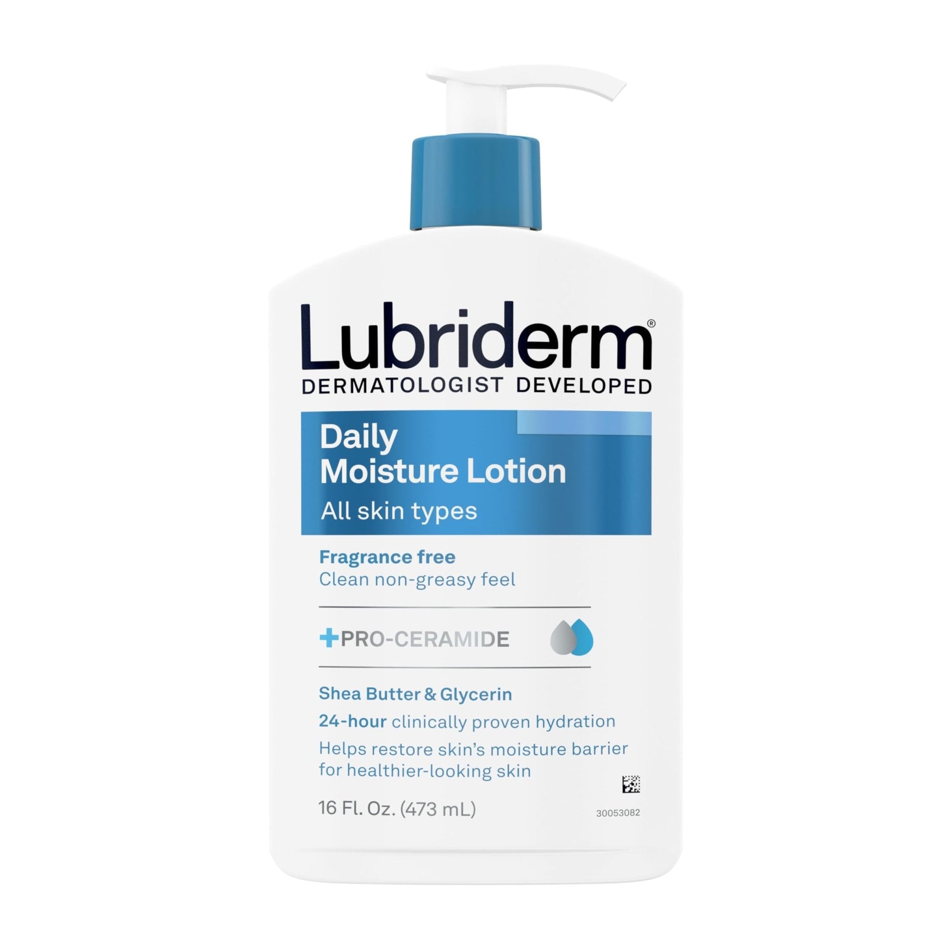 Lubriderm Fragrance Free Daily Moisture Lotion + Pro-Ceramide, Shea Butter & Glycerin, Face, Hand & Body Lotion for Sensitive Skin - Maple Wellness Supplements