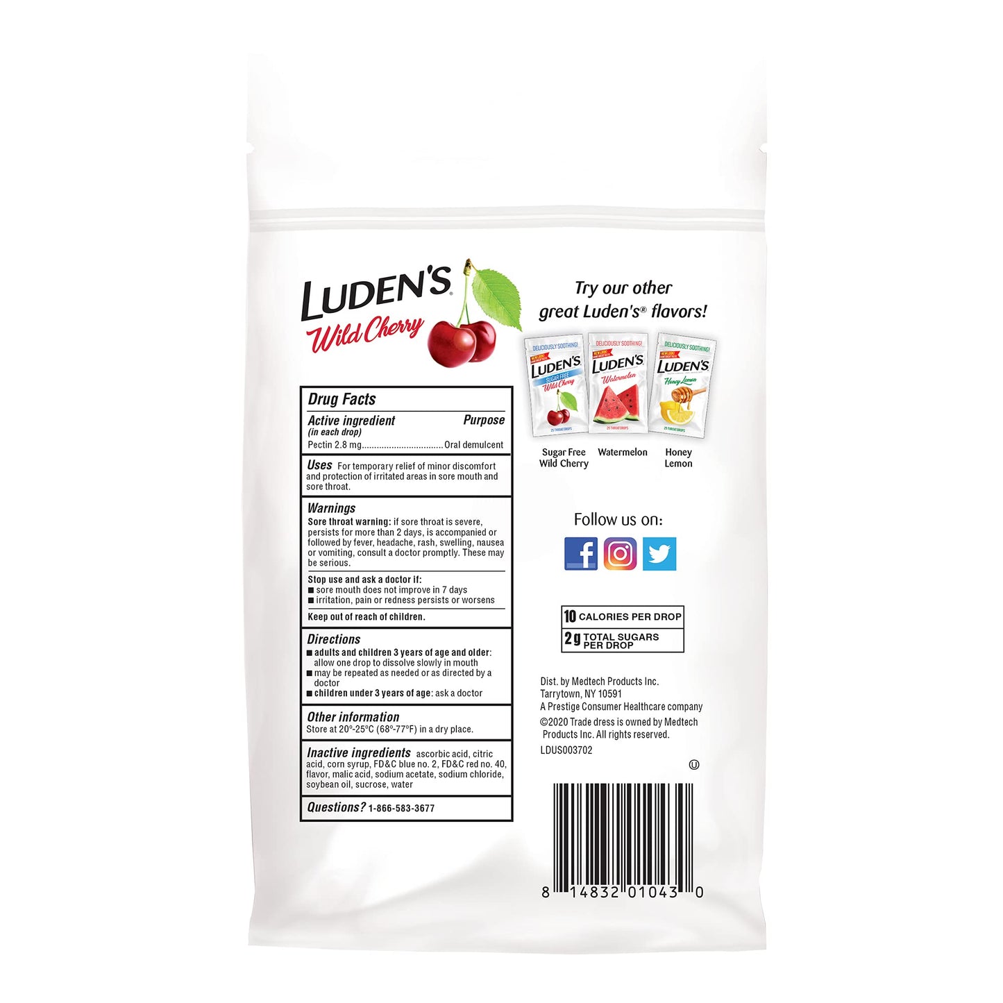 Luden's Sore Throat Relief Lozenges for Minor Everyday Irritation & Dry Mouth, Wild Cherry Flavored Drops, 30 Count - Maple Wellness Supplements