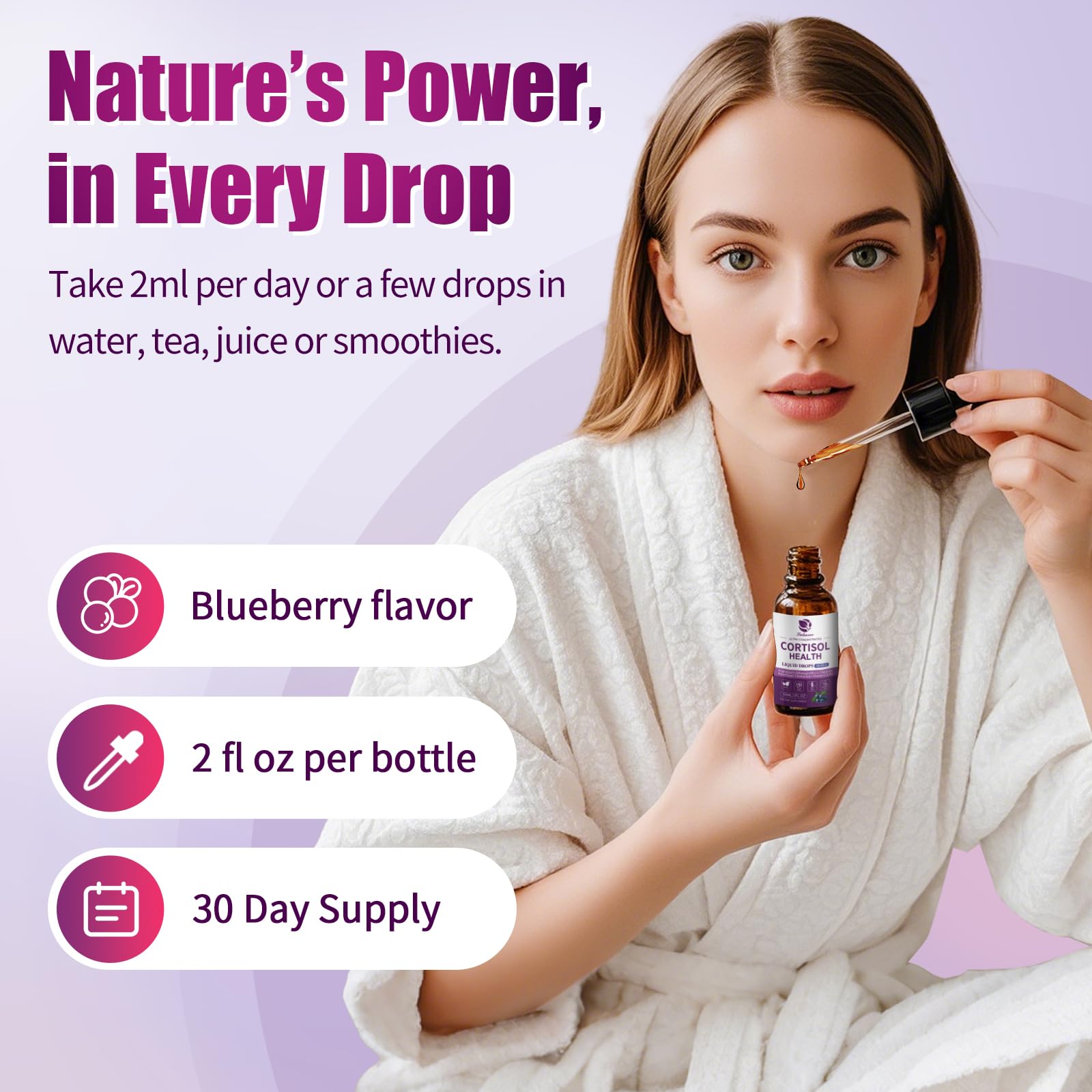 Lukaree Cortisol Supplements for Women, 10 in 1 Cortisol Reducer Detox with Ashwagandha, L-theanine, Kava Kava, Magnesium, Lower Cortisol, Mood, Focus, Sleep Support - 2 FL.OZ, Blueberry Flavor - Maple Wellness Supplements