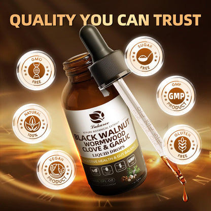 Lukaree Wormwood Black Walnut Clove Cleanse for Humans Tincture – Rapid Gut Detox & Digestive Health with Garlic Pumpkin Seeds Soursop Oregano, 10:1 Ultra-Concentrated Liposomal Tech 98% Absorption - Maple Wellness Supplements