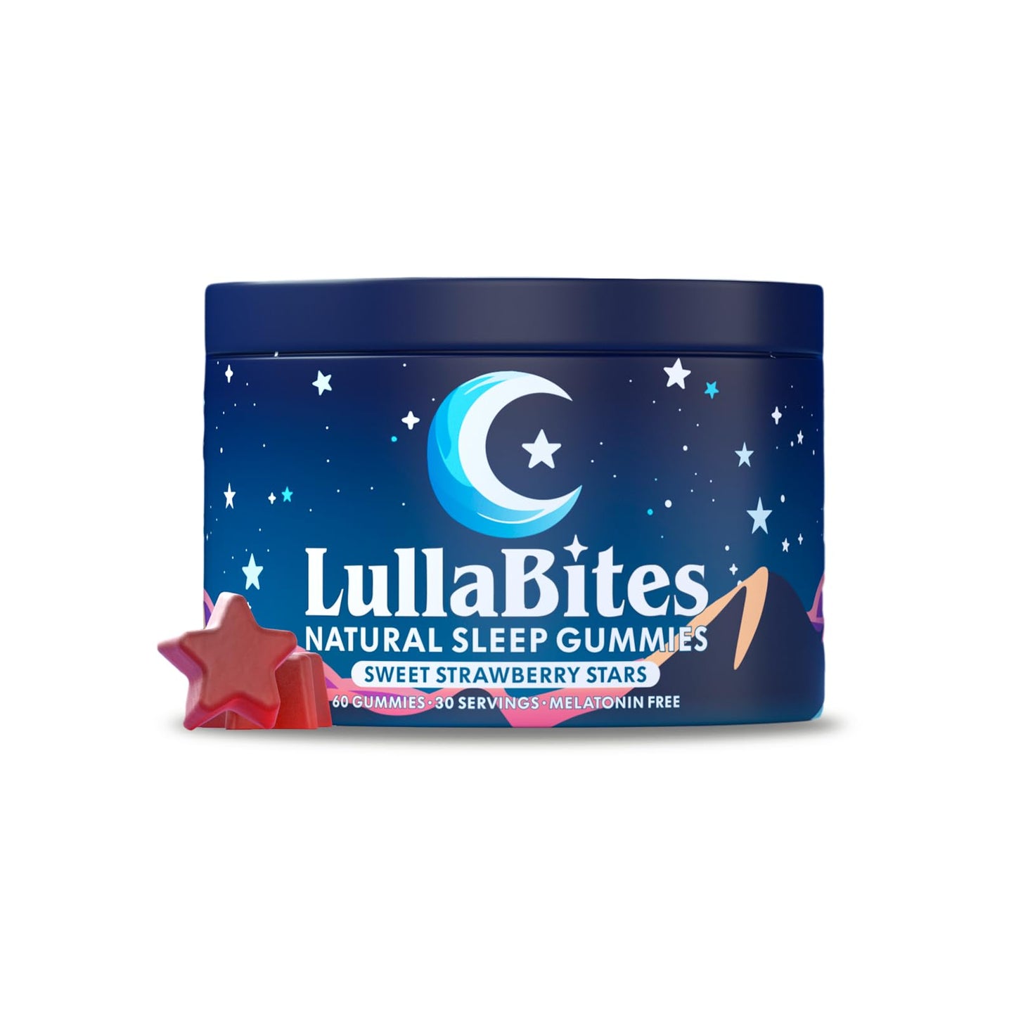 LullaBites - Natural Sleep Gummies - Made in USA - With 5-HTP, L-Theanine, Magnesium & Valerian Root - Melatonin Free - Vegan - Halal - Sugar, Gluten Free - Sweet Strawberry - Maple Wellness Supplements