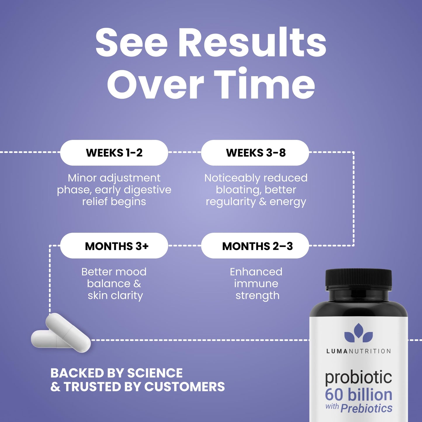 Luma Nutrition Probiotics 60 Billion CFU Per Serving with Prebiotics - Probiotics for Women and Men - Formulated for Digestive Enzyme Health - Maple Wellness Supplements