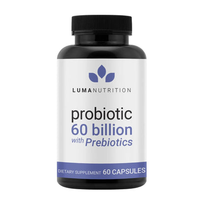 Luma Nutrition Probiotics 60 Billion CFU with Prebiotics - Probiotics for Women and Men - Formulated for Digestive Enzyme Health - Vegan & Gluten-Free - 60 Capsules - Maple Wellness Supplements