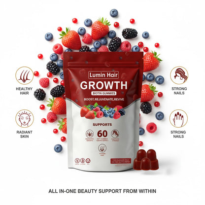 Lumin Hair Growth Gummies for Black Women, 60 Vegan Gummies, Daily Hair Nourishment with Biotin, Collagen & Botanical Extracts, Supports Healthy Hair Growth & Strength - Maple Wellness Supplements