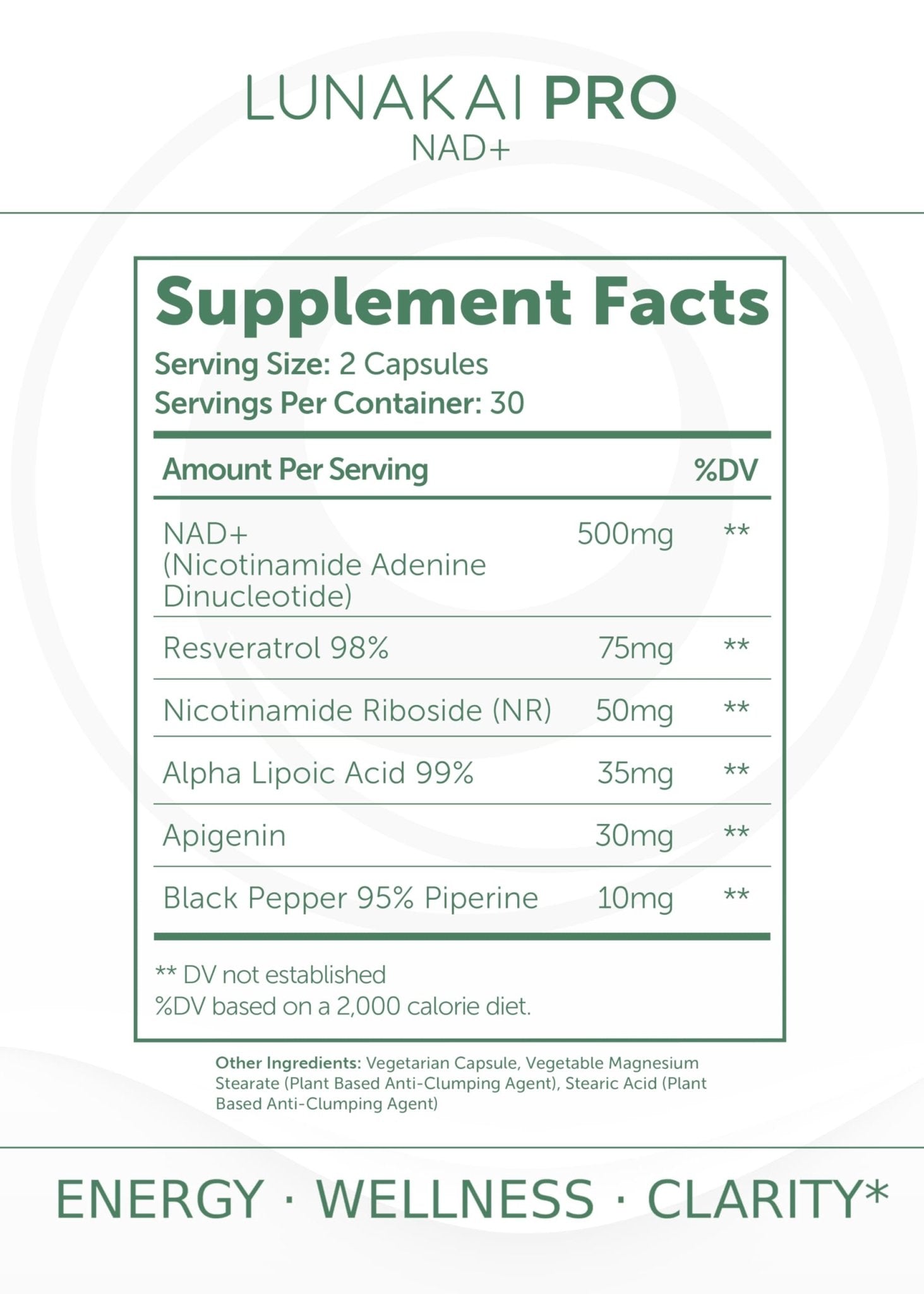Lunakai PRO USA Made Dual-Pathway NAD+ Formula with NR & Resveratrol – Natural NAD Supplement for Women & Men – Healthy Aging & Cellular Health Support, 60ct - Maple Wellness Supplements