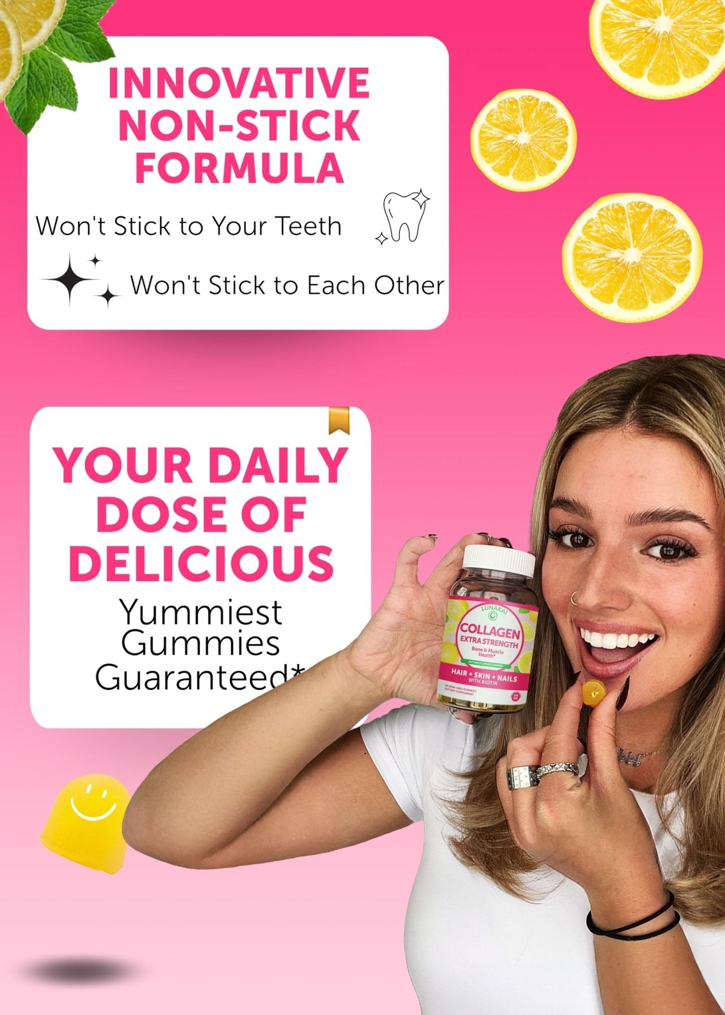Lunakai USA Made Collagen Peptides Gummies - 200mg Non-GMO Anti-Aging Formula with Biotin, Zinc, Vitamins C - Maple Wellness Supplements