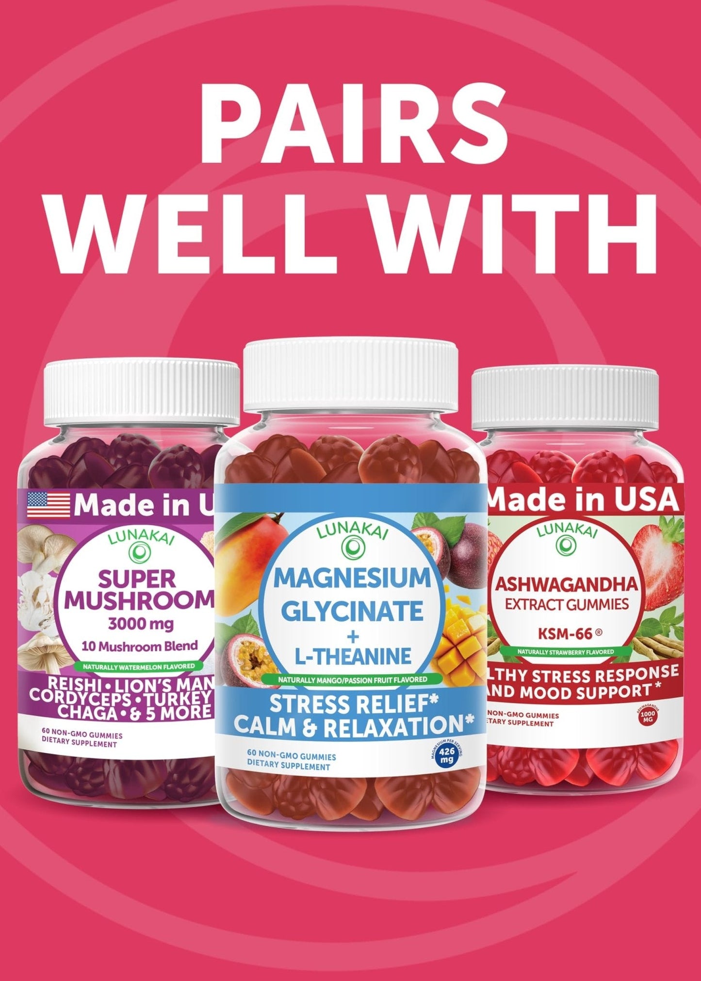 LUNAKAI USA Made Menopause Relief Gummies – Natural Menopause Supplements for Women with Black Cohosh & L-Theanine – Daily Support for Hot Flashes, Night Sweats & Hormonal Balance, 60ct - Maple Wellness Supplements