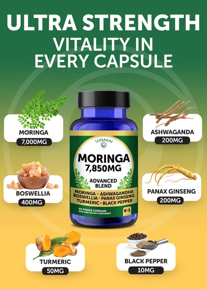 Lunakai USA Made Moringa & Sea Moss Capsules Bundle – 6-in-1 & 16-in-1 Advanced Blends – 60 Non-GMO Veggie Capsules Each - Maple Wellness Supplements