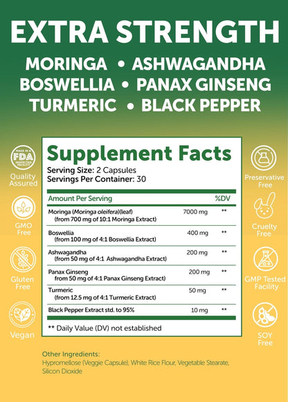Lunakai USA Made Moringa & Sea Moss Capsules Bundle – 6-in-1 & 16-in-1 Advanced Blends – 60 Non-GMO Veggie Capsules Each - Maple Wellness Supplements