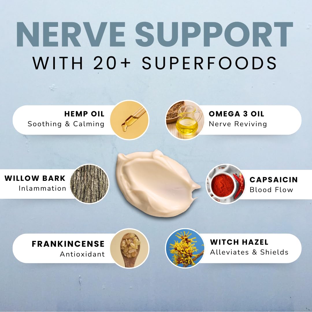 Lune Nerve Balm – Neuropathy Cream for Burning, Tingling & Numbness in Feet & Hands | Natural Nerve Pain Relief Cream with Arnica, Vitamin B6 & Magnesium | 3.4 oz - Maple Wellness Supplements