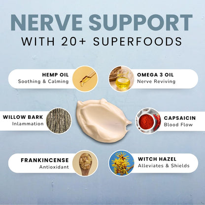Lune Nerve Balm – Neuropathy Cream for Burning, Tingling & Numbness in Feet & Hands | Natural Nerve Pain Relief Cream with Arnica, Vitamin B6 & Magnesium | 3.4 oz - Maple Wellness Supplements