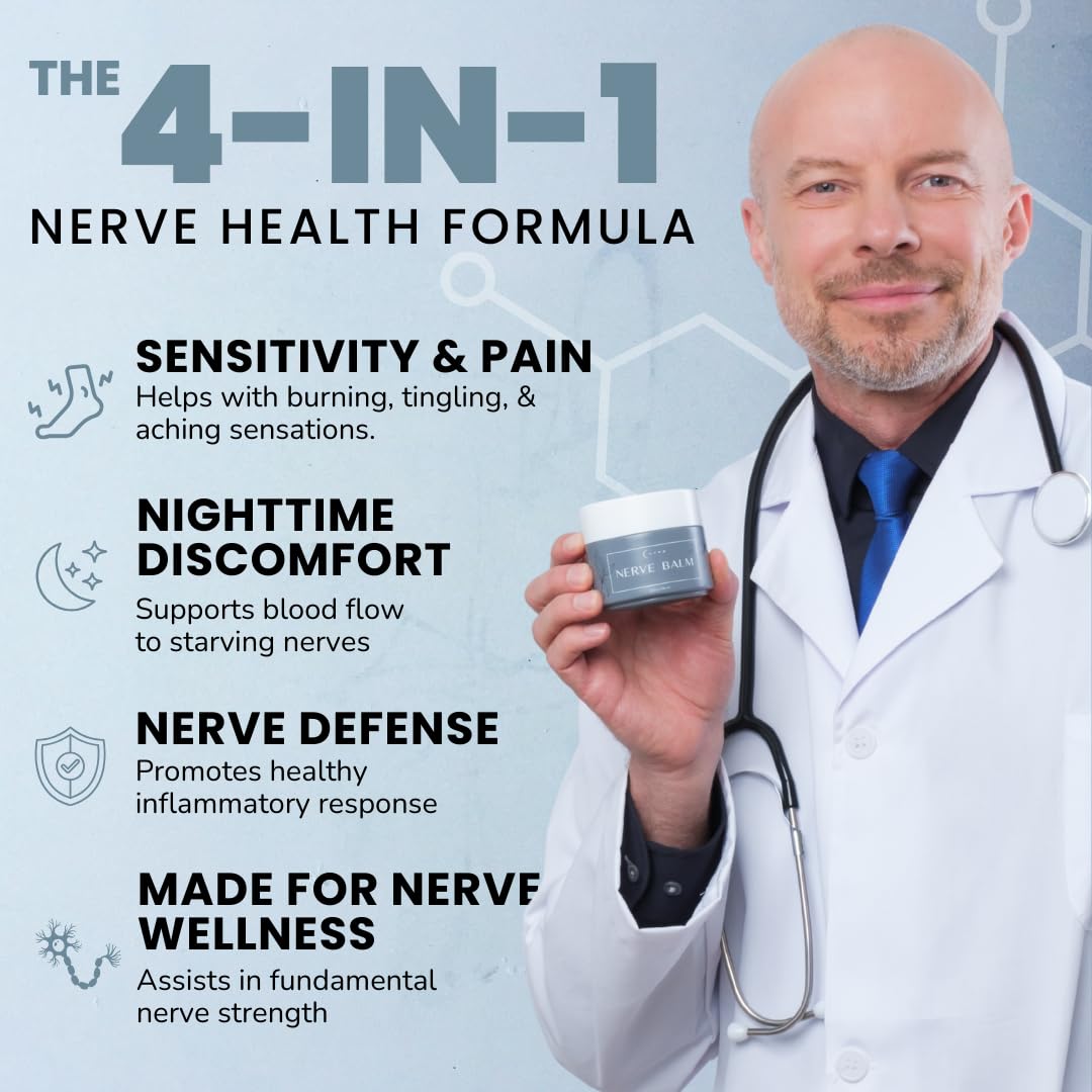 Lune Nerve Balm – Neuropathy Cream for Burning, Tingling & Numbness in Feet & Hands | Natural Nerve Pain Relief Cream with Arnica, Vitamin B6 & Magnesium | 3.4 oz - Maple Wellness Supplements