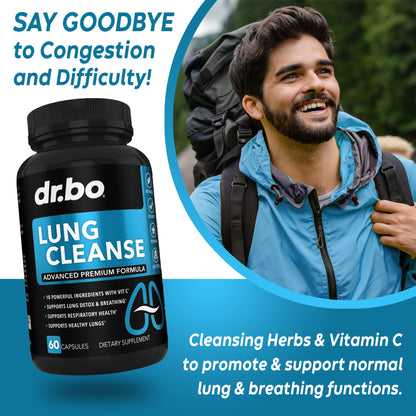 Lung Cleanse Support Supplement - Respiratory Supplements to Quit & Stop Smoking Aids - Herbal Detox for Lungs & Bronchial Health - Smokers Cleanser Breathe Aid for Mucus Clear Relief - 60 Capsules - Maple Wellness Supplements