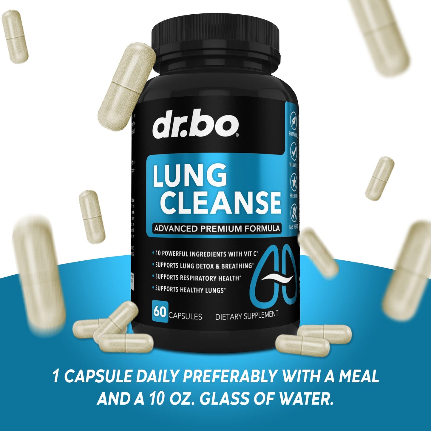 Lung Cleanse Support Supplement - Respiratory Supplements to Quit & Stop Smoking Aids - Herbal Detox for Lungs & Bronchial Health - Smokers Cleanser Breathe Aid for Mucus Clear Relief - 60 Capsules - Maple Wellness Supplements