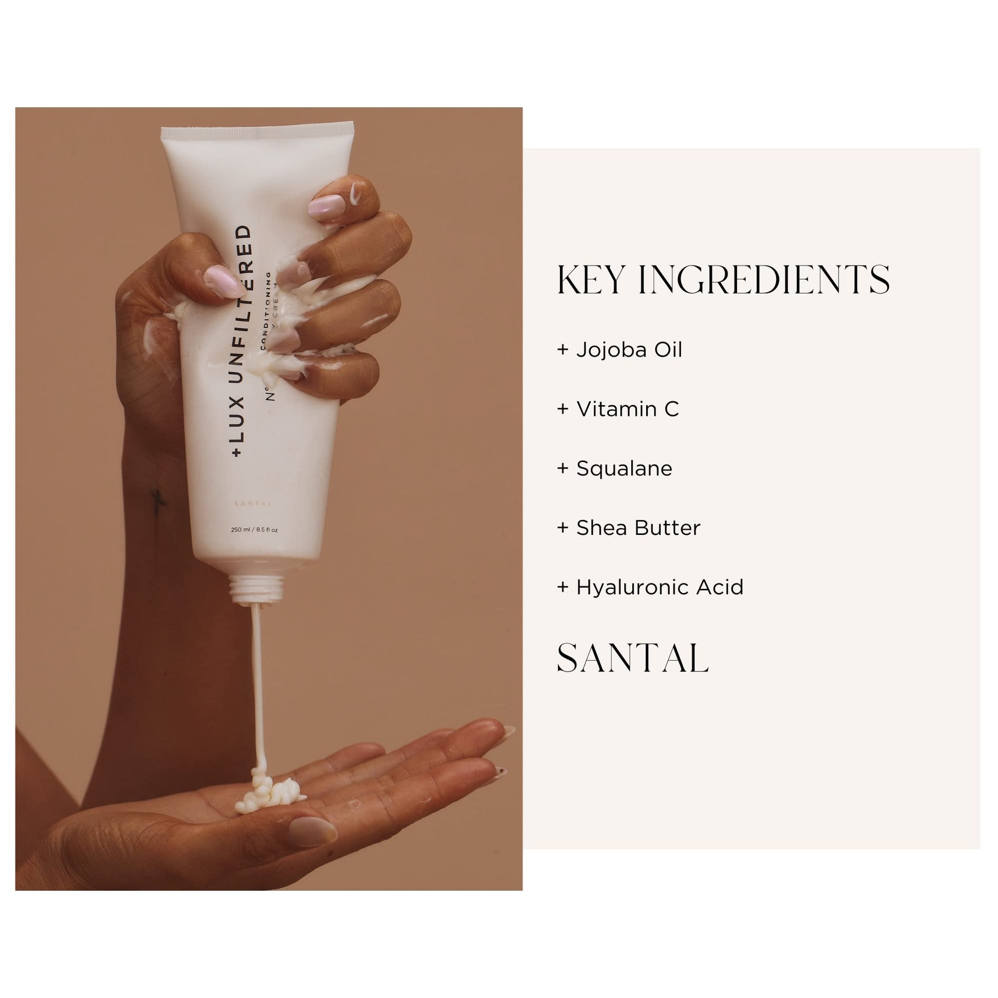 '+ Lux Unfiltered Tall Pour N°14 Body Lotion for Women - Moisturizing Body Cream with Jojoba, Squalane, Shea Butter, Vitamin C & Hyaluronic Acid - Hydrating Body Lotion, Non-Greasy - Santal - Maple Wellness Supplements