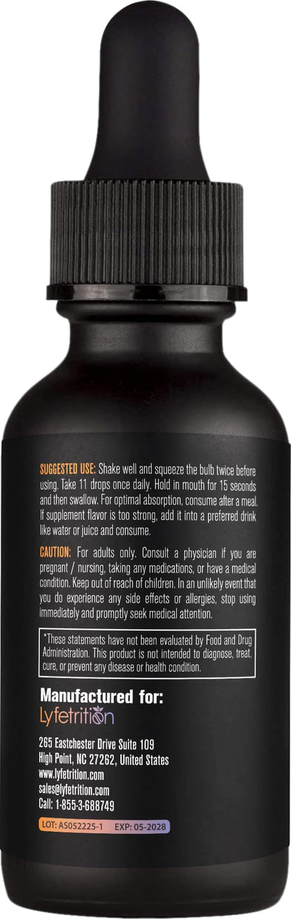 Lyfetrition GABA with L-Theanine, Ginkgo Biloba (Salisburia biloba) Extract, Organic Peruvian MACA Root (Lepidium meyenii) Extract, 118 ml, 4 FL Oz Liquid, 220 Servings, Made in USA, Quick Absorption - Maple Wellness Supplements