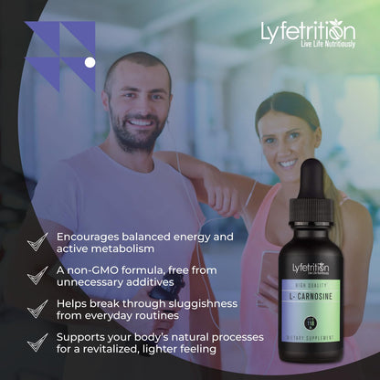 Lyfetrition L-Carnosine Liquid Supplement 118 ml, 4 FL Oz Liquid, 220 Servings, Made in USA, Quick Absorption, Potent Ingredients, Non-GMO - Maple Wellness Supplements