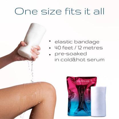 LYMPH8 Thermo-Active Body Wrap Hot and Cold Lymphatic Drainage & Sculpting Treatment for Legs&Stomach Helps Smooth,Tone&Firm the Skin With Caffeine, Niacinamide & Capsicum Extract 40 ft Pre-Soaked - Maple Wellness Supplements