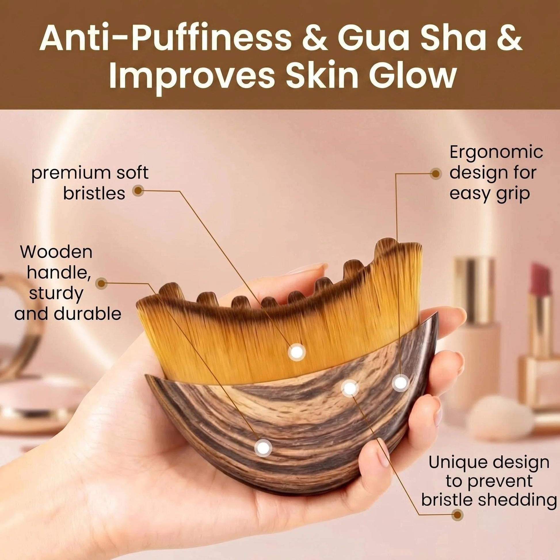 Lymphatic Contour Face Brush,Lymphatic Face Brush,Lymphatic Drainage Brush,Dry Brush,Neck,Chin & Face Sculpting,Anti-Puffiness,Gua Sha & Improves Skin Glow,Skin Care Massage Tools. - Maple Wellness Supplements