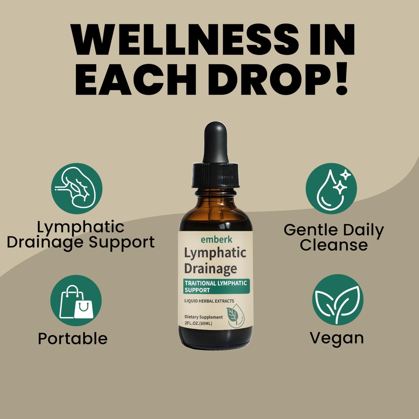 Lymphatic Drainage Drops, 2000mg Herbal Blend with Elderberry & Echinacea Dandelion，– Supports Lymphatic Drainage, Immune System & Detox 2 fl oz (2pcs) - Maple Wellness Supplements