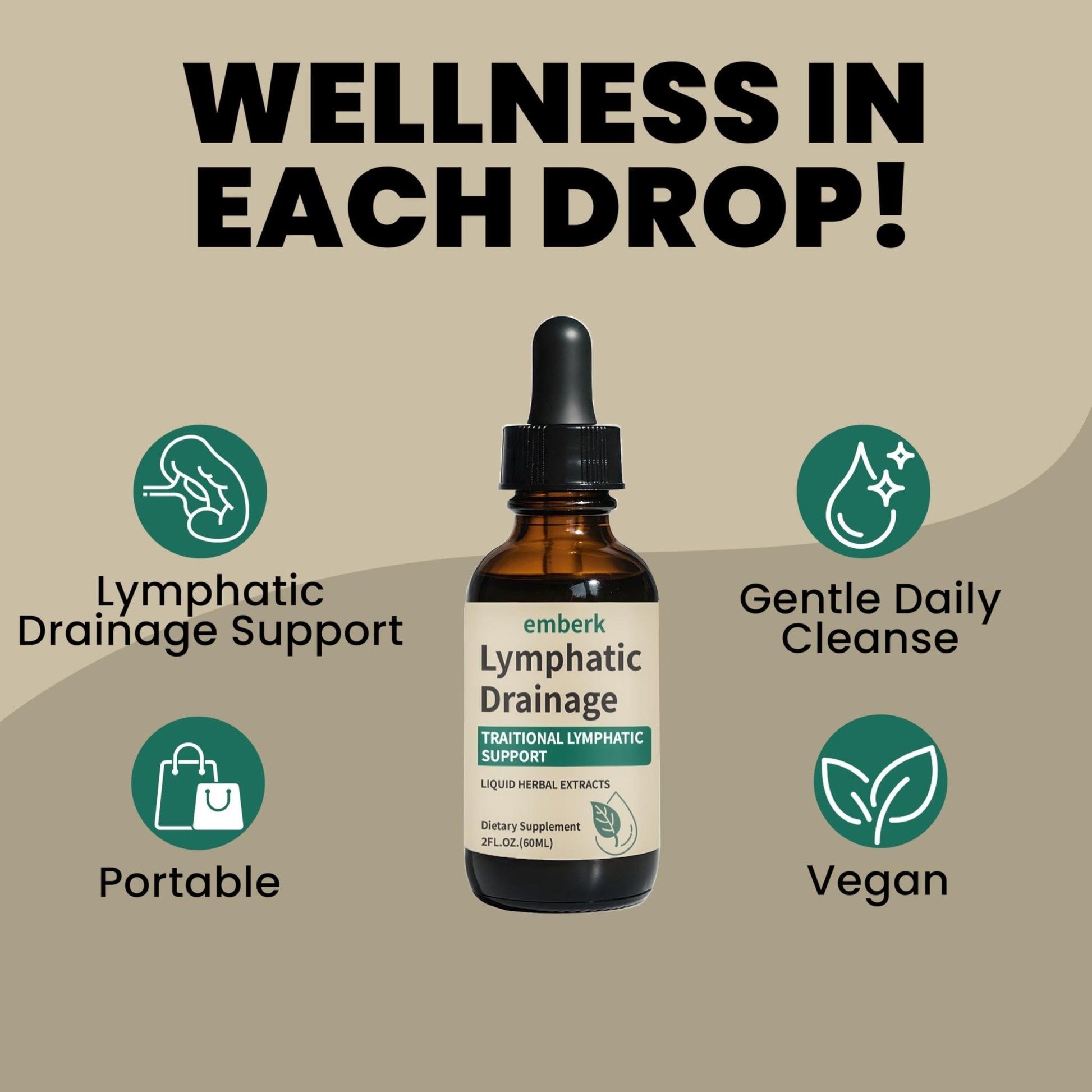 Lymphatic Drainage Drops, 2000mg Herbal Blend with Elderberry & Echinacea Dandelion，– Supports Lymphatic Drainage, Immune System & Detox 2 fl oz (2pcs) - Maple Wellness Supplements