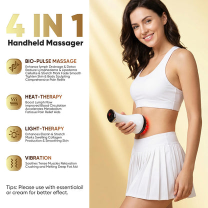 Lymphatic Drainage Massager, Anti Cellulite Massage Tool & Body Sculpting Machine with 30-Level Microcurrent, Light, Heat & Vibration for Legs, Arms & Belly, Helps Reduce Stretch Marks & Cellulite - Maple Wellness Supplements