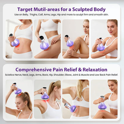 Lymphatic Drainage Massager, Anti Cellulite Massage Tool For Thigh & Belly Stretch Marks & Cellulite Reduction, Handheld Massage tools for Sciatica Nerve, Legs, Arms, Hip, Muscle, Low Back Pain Relief - Maple Wellness Supplements