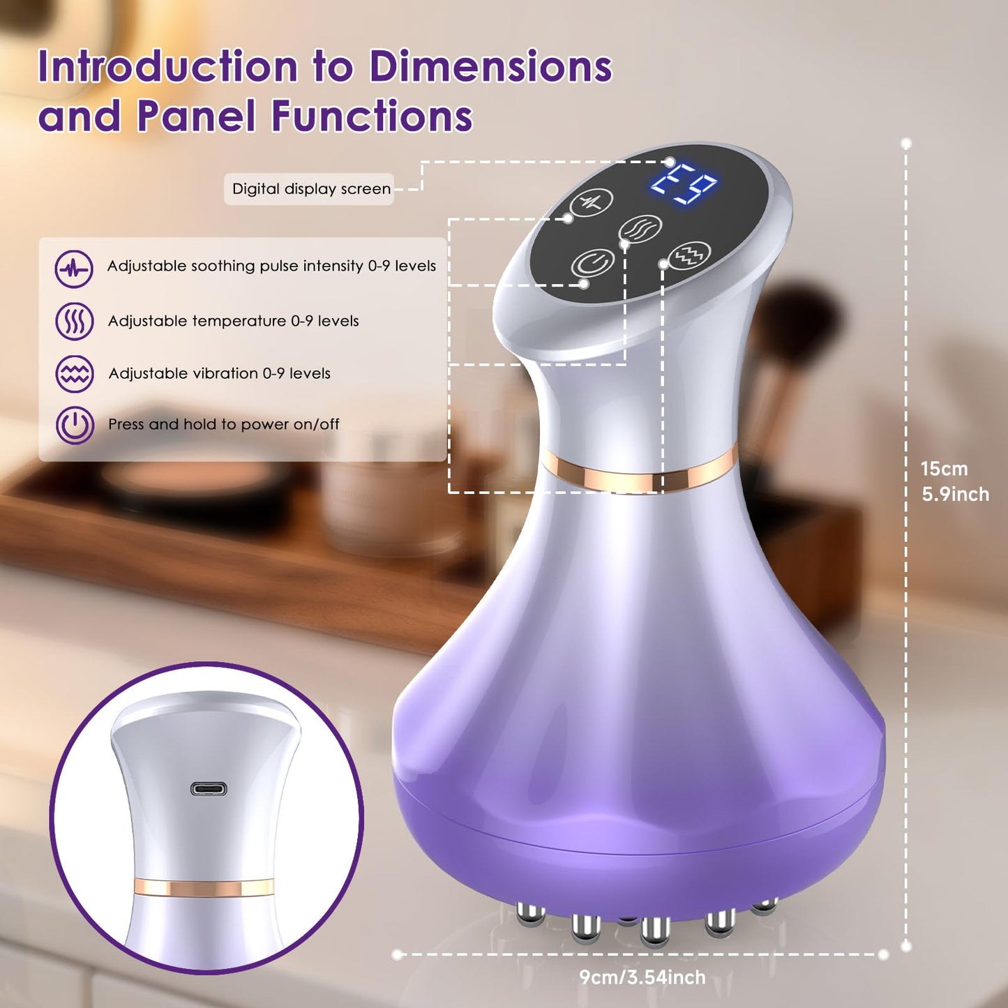 Lymphatic Drainage Massager, Anti Cellulite Massage Tool For Thigh & Belly Stretch Marks & Cellulite Reduction, Handheld Massage tools for Sciatica Nerve, Legs, Arms, Hip, Muscle, Low Back Pain Relief - Maple Wellness Supplements