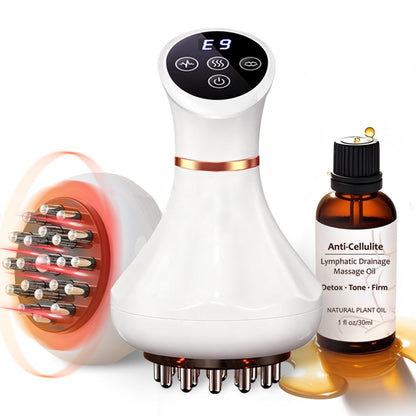 Lymphatic Drainage Massager & Anti Cellulite Massage Tool Helps Reduce Stretch Marks & Cellulite, Body Sculpting Machine For Legs, Arms & Belly with Microcurrent, Light, Heat & Vibration，With Body Oil - Maple Wellness Supplements