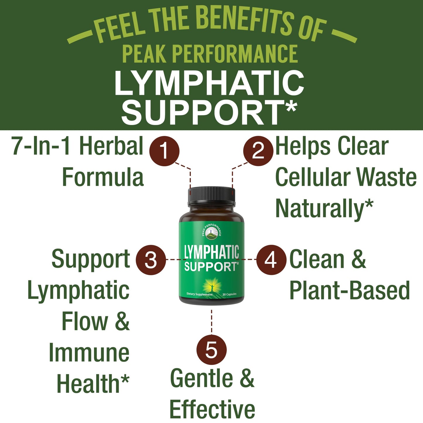 Lymphatic Drainage Supplement. 7-in-1 Lymph System Support Capsules to Detox & Cleanse. with Vegan Ingredients Echinacea Root, Red Clover Blossom, Burdock Root, Red Root, Licorice Root for Women, Men - Maple Wellness Supplements