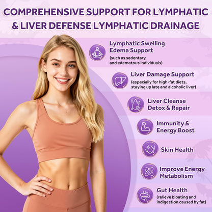 Lymphatic Drainage Supplement, Liver Cleanse Detox & Repair, 24-in-1 Herbal Blend with Echinacea, Dandelion, Burdock, Bromelain, Calendula, Turmeric - Lymph System Support, Less Bloating, 240 Softgels - Maple Wellness Supplements