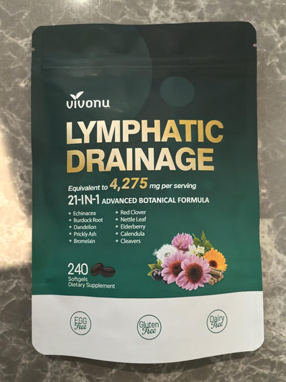Lymphatic Drainage Supplements, 240 Softgels, Lymph System Support Supplement for Women & Men, 21-in-1 Herbal Blend with Echinacea, Dandelion, Burdock - Maple Wellness Supplements