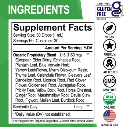 Lymphatic Drainage Supplements Drops - Organic Lymphatic Support Liquid Drops Cleanse with Echinacea, Lymph System Support Supplement, Lymph Node Detox Cleanse System Drainage - 1oz Non-GMO Organics - Maple Wellness Supplements