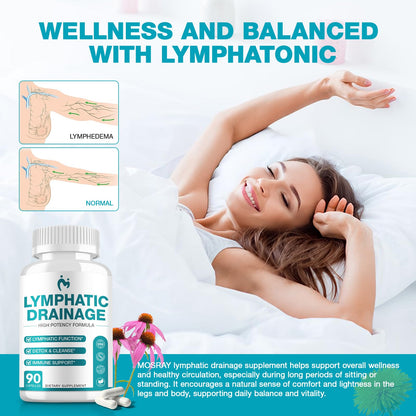 Lymphatic Drainage Supplements - Lymphatic Drainage Capsule for Detox & Cleanse, Immune Support - Natural Herbal Blends with Dandelion, Burdock, Cleavers & Echinacea, 90 Capsules - Maple Wellness Supplements