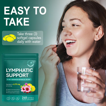 Lymphatic Drainage Supplements, Lymphatic Support Softgels for Immune Health, Plant-Based Formula with Echinacea, Burdock Root, Elderberry, Bromelain, Turmeric, 240 Softgels -2Pack - Maple Wellness Supplements