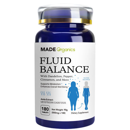 MADE Organics Water Retention Pills, Natural Diuretic for Bloating Relief & Fluid Balance, Herbal Supplement with Patented Amla & Dandelion - Maple Wellness Supplements