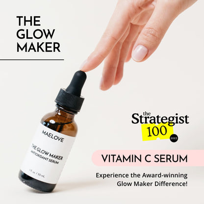MAELOVE Glow Maker Vitamin C Serum with Vitamin E, Ferulic Acid & Hyaluronic Acid, Award-Winning Brightening - Maple Wellness Supplements