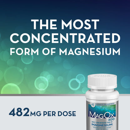 Mag-Ox Magnesium Supplement, Pharmaceutical Grade Magnesium Oxide 483mg, Most Concentrated Form of Magnesium, 120 Tablets (Pack of 3) - Maple Wellness Supplements