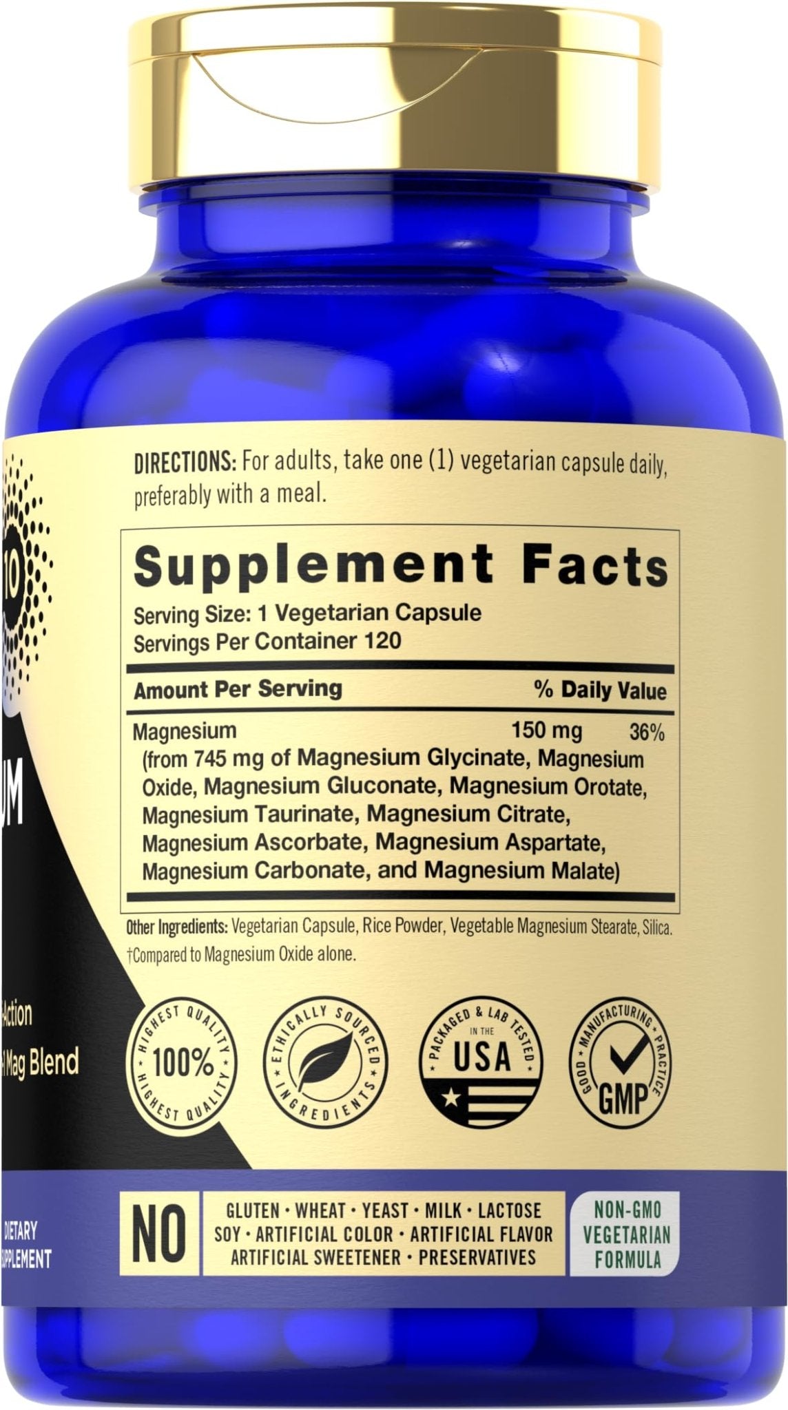 Magfusion-10 Magnesium Complex Supplement 745mg | 120 Capsules | 10 in 1 Blend | Vegetarian, Non-GMO, Gluten Free - Maple Wellness Supplements