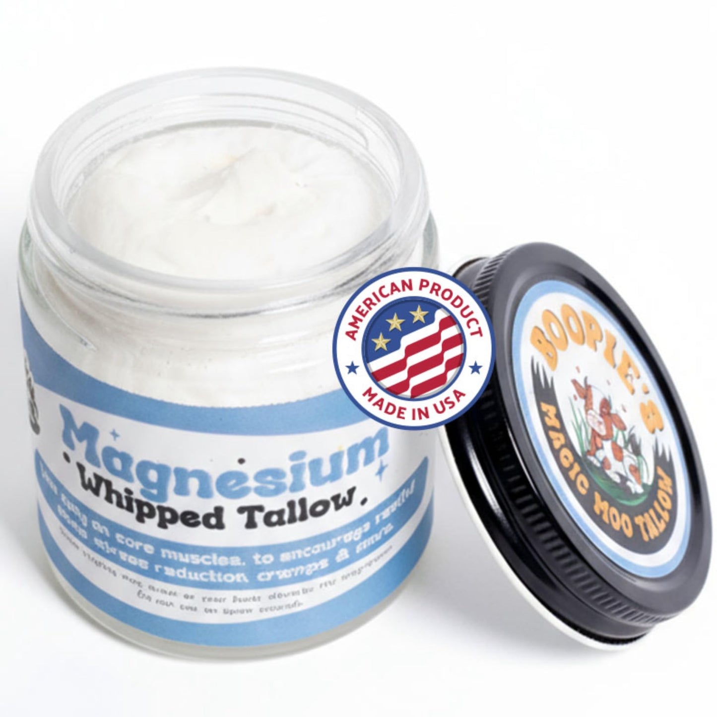 Magic Moo Magnesium Whipped Tallow Skincare for sore muscles, sleep, muscle and period cramps, stress, relaxation & more. Topical magnesium that works. - Maple Wellness Supplements