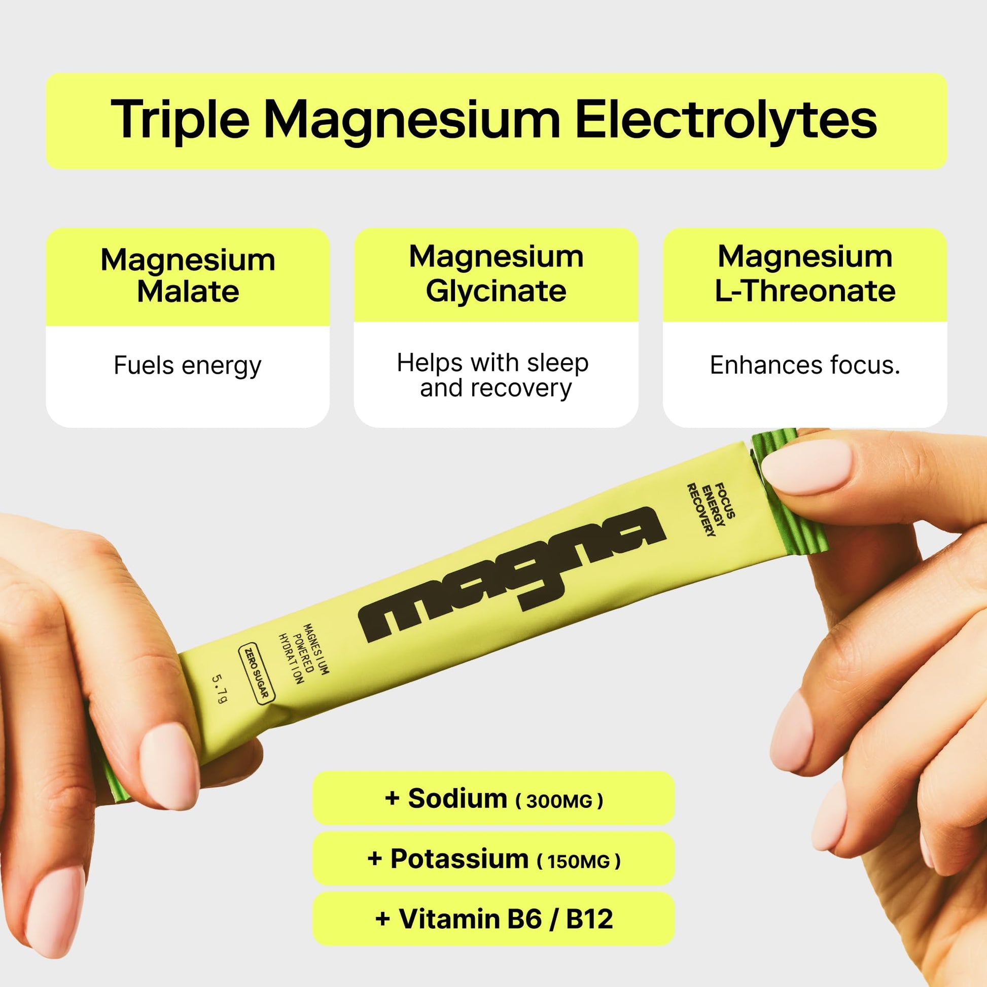 MAGNA Electrolytes Powder Drink Mix for Hydration, Energy & Focus Support with Magnesium L Threonate (28 Servings, Variety) - Maple Wellness Supplements