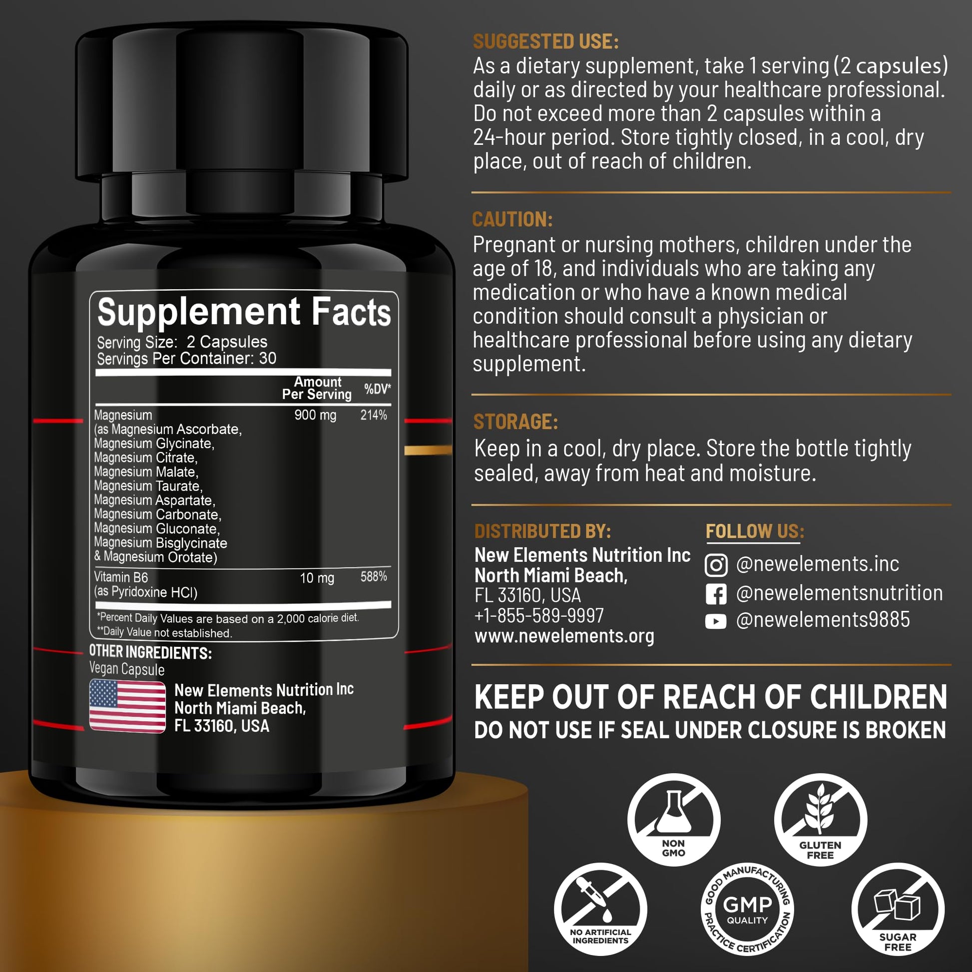 Magnesium 10X Complex – 900mg Elemental Magnesium | Glycinate, Gluconate, Malate, Orotate, Carbonate, Asparate, Taurate, Citrate, Bisglycinate, Ascorbate + Vitamin B6 for Superior Absorption - Maple Wellness Supplements