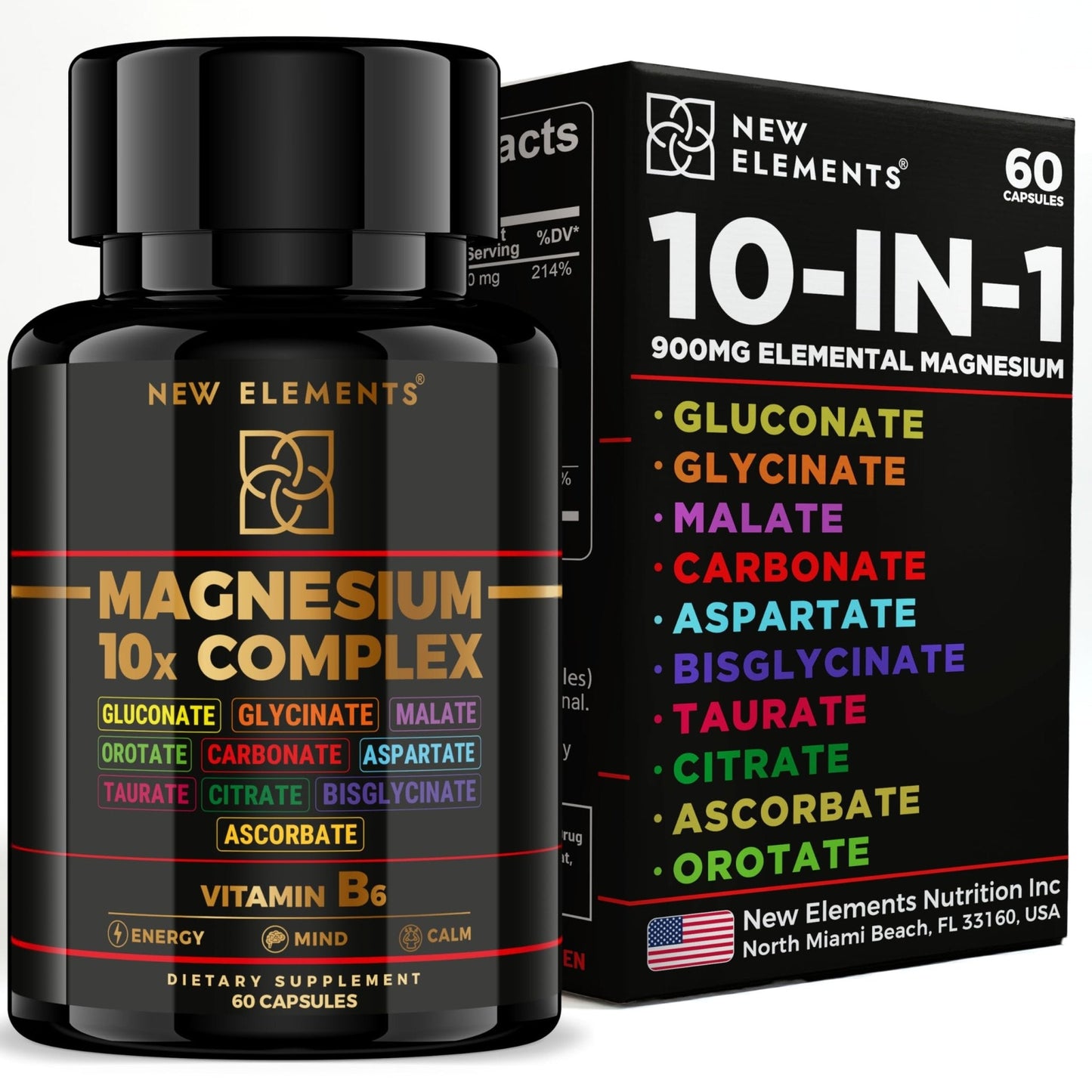 Magnesium 10X Complex – 900mg Elemental Magnesium | Glycinate, Gluconate, Malate, Orotate, Carbonate, Asparate, Taurate, Citrate, Bisglycinate, Ascorbate + Vitamin B6 for Superior Absorption - Maple Wellness Supplements