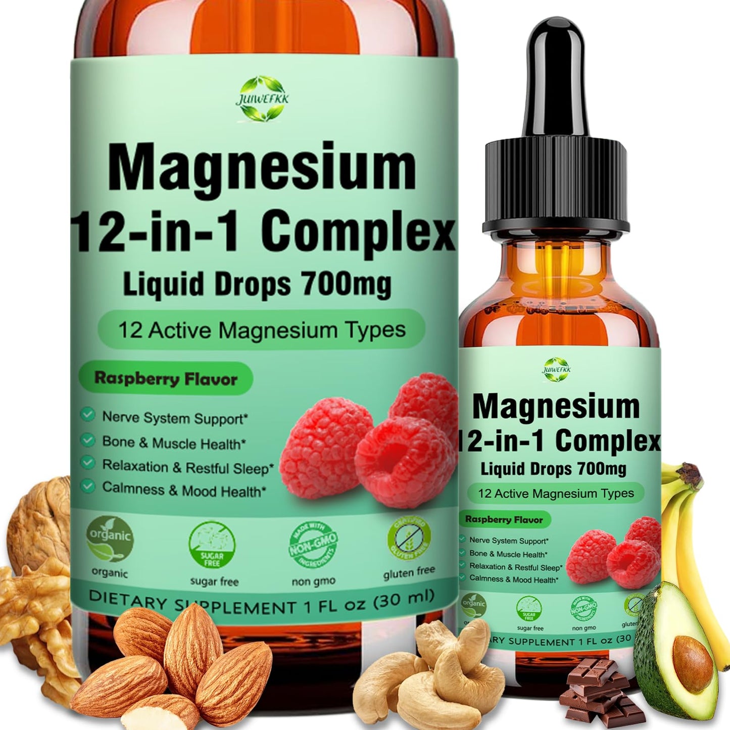 Magnesium 12 in 1 Complex Liquid Drops 700mg, High Absorption Magnesium Glycinate Citrate Malate Taurate & 8 Forms, Magnesium Complex Blend Supplement for Sleep Muscle Nerve Energy Heart Health - Maple Wellness Supplements