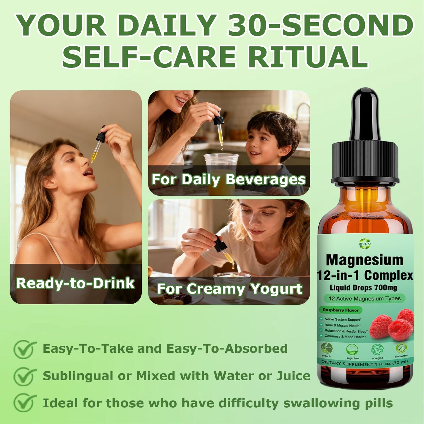 Magnesium 12 in 1 Complex Liquid Drops 700mg, High Absorption Magnesium Glycinate Citrate Malate Taurate & 8 Forms, Magnesium Complex Blend Supplement for Sleep Muscle Nerve Energy Heart Health - Maple Wellness Supplements