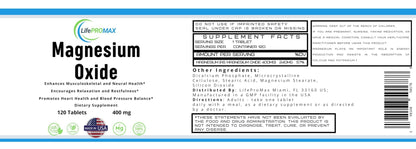 Magnesium 400mg [High Potency] Supplement – Magnesium Oxide for Immune Support, Muscle Recovery, Leg Cramps and Relaxation 120 Tablets - Maple Wellness Supplements