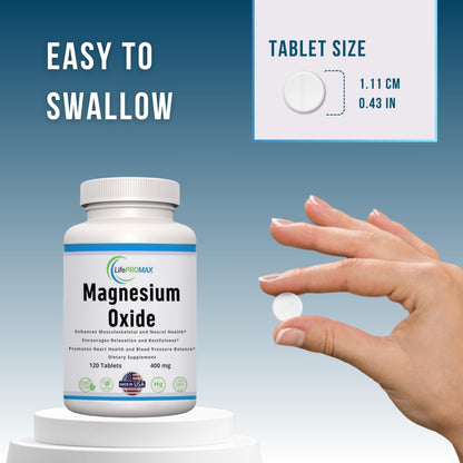 Magnesium 400mg [High Potency] Supplement – Magnesium Oxide for Immune Support, Muscle Recovery, Leg Cramps and Relaxation 120 Tablets - Maple Wellness Supplements