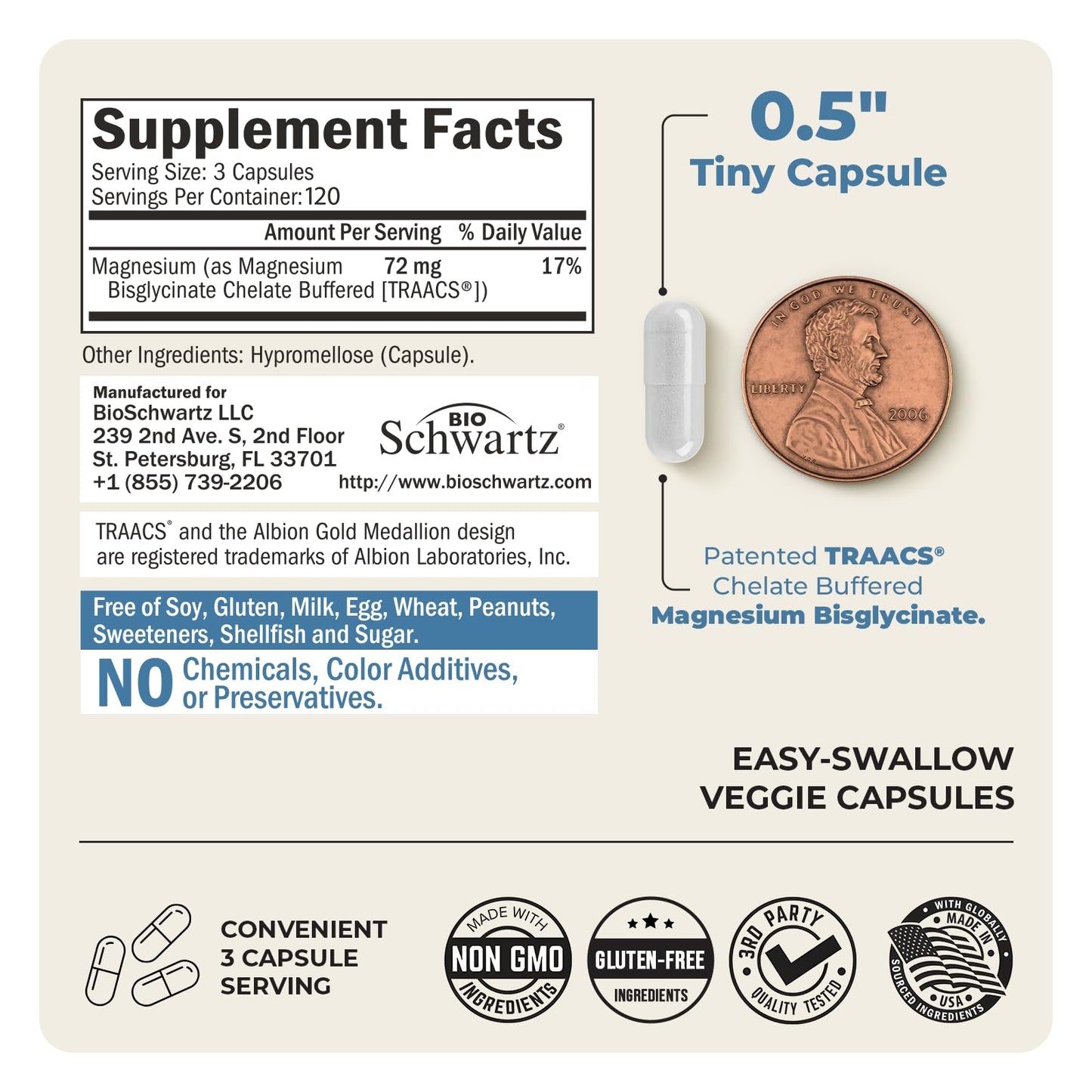 Magnesium Bisglycinate Chelated Supplement - High Absorption Magnesium Glycinate Supplement for Women and Men - Sleep, Muscle, Bone & Joint Support - Maple Wellness Supplements