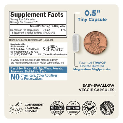 Magnesium Bisglycinate Chelated Supplement - High Absorption Magnesium Glycinate Supplement for Women and Men - Sleep, Muscle, Bone & Joint Support - Maple Wellness Supplements